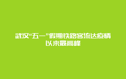 武汉“五一”假期铁路客流达疫情以来最高峰