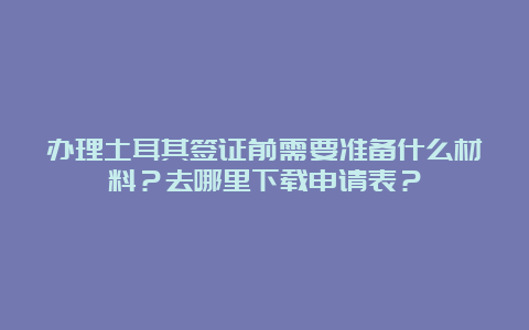 办理土耳其签证前需要准备什么材料？去哪里下载申请表？