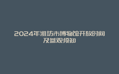 2024年潍坊市博物馆开放时间及参观须知