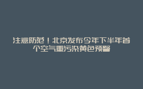 注意防范！北京发布今年下半年首个空气重污染黄色预警