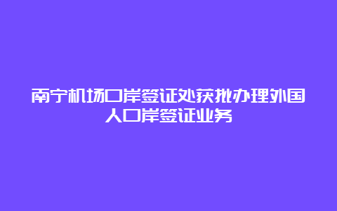 南宁机场口岸签证处获批办理外国人口岸签证业务