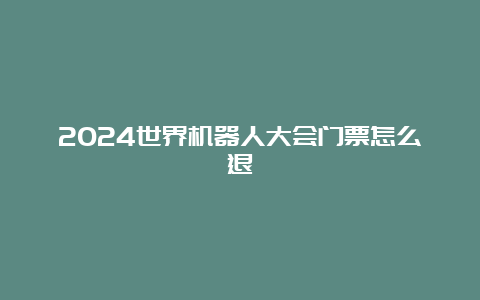 2024世界机器人大会门票怎么退