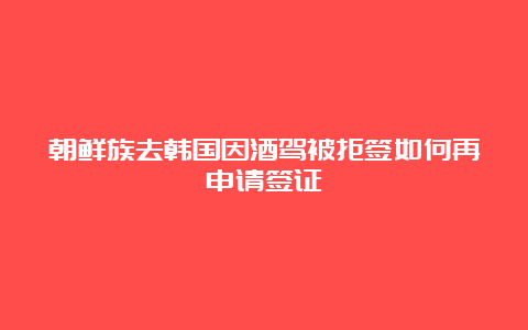 朝鲜族去韩国因酒驾被拒签如何再申请签证