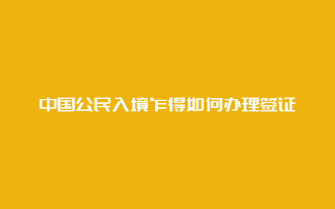 中国公民入境乍得如何办理签证