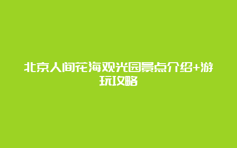 北京人间花海观光园景点介绍+游玩攻略