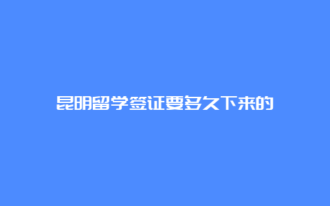 昆明留学签证要多久下来的