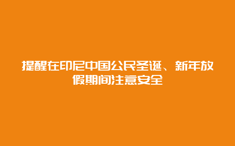 提醒在印尼中国公民圣诞、新年放假期间注意安全