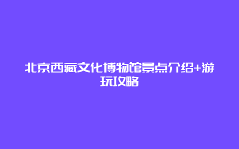 北京西藏文化博物馆景点介绍+游玩攻略