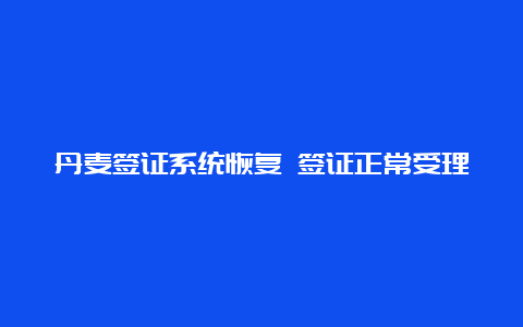 丹麦签证系统恢复 签证正常受理