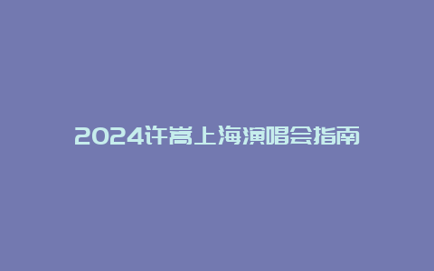 2024许嵩上海演唱会指南