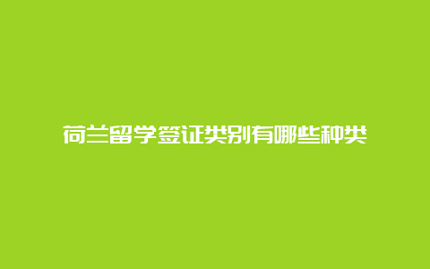 荷兰留学签证类别有哪些种类