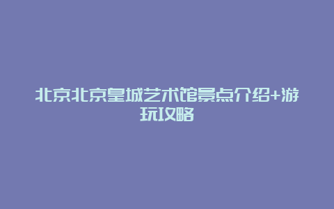 北京北京皇城艺术馆景点介绍+游玩攻略