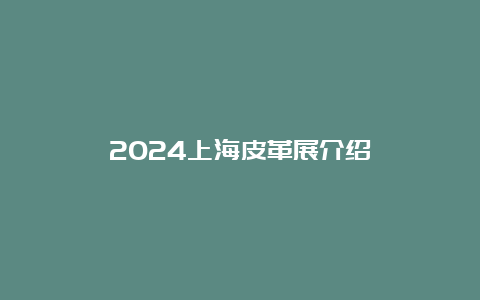 2024上海皮革展介绍