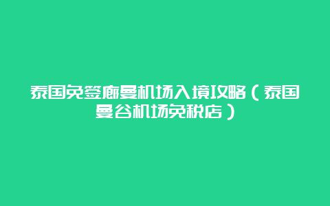 泰国免签廊曼机场入境攻略（泰国曼谷机场免税店）