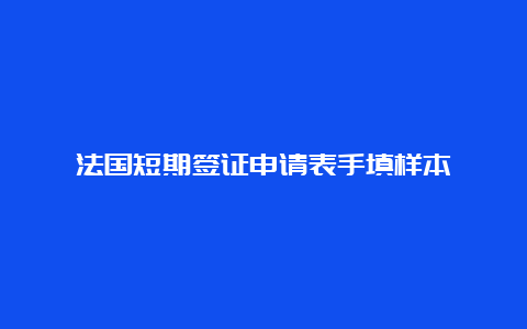 法国短期签证申请表手填样本