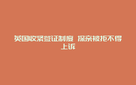 英国收紧签证制度 探亲被拒不得上诉