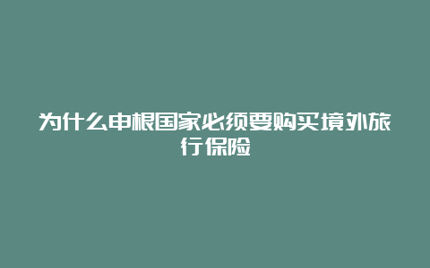 为什么申根国家必须要购买境外旅行保险