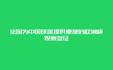 法国为中国球迷提供便捷的欧洲杯观赛签证