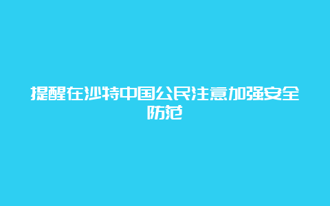 提醒在沙特中国公民注意加强安全防范