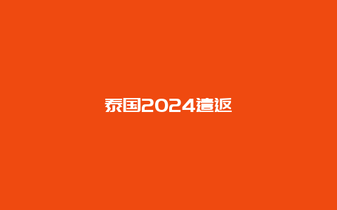 泰国2024遣返