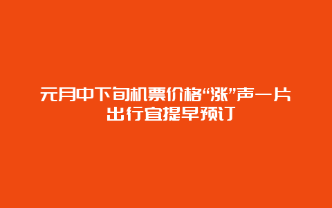 元月中下旬机票价格“涨”声一片 出行宜提早预订