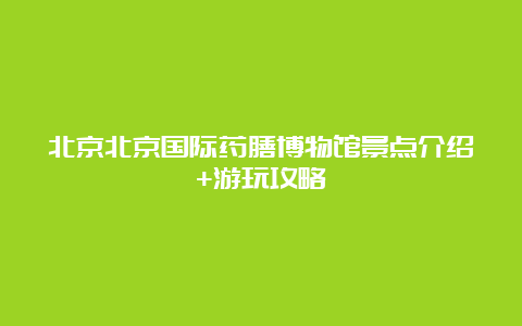 北京北京国际药膳博物馆景点介绍+游玩攻略