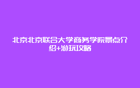 北京北京联合大学商务学院景点介绍+游玩攻略