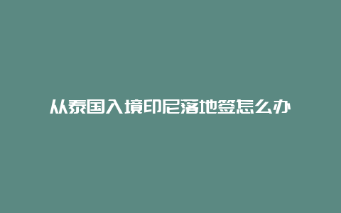 从泰国入境印尼落地签怎么办