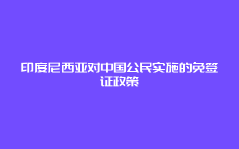 印度尼西亚对中国公民实施的免签证政策