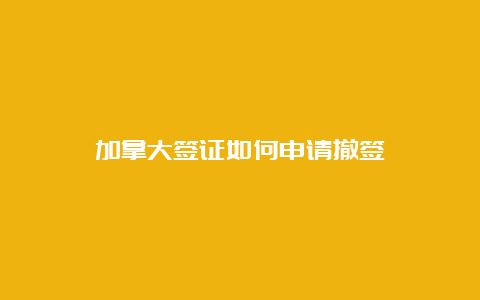 加拿大签证如何申请撤签