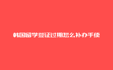 韩国留学签证过期怎么补办手续