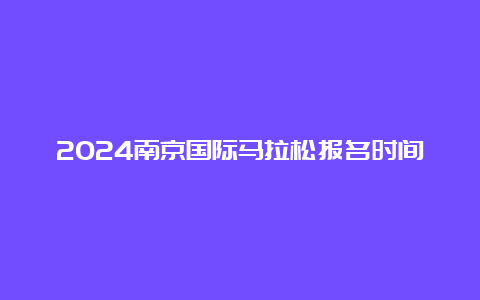 2024南京国际马拉松报名时间