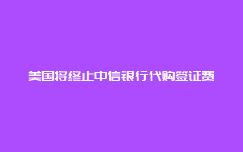 美国将终止中信银行代购签证费