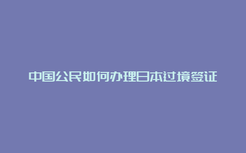 中国公民如何办理日本过境签证