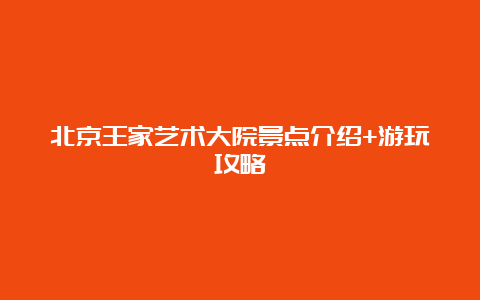 北京王家艺术大院景点介绍+游玩攻略