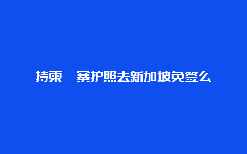 持柬埔寨护照去新加坡免签么