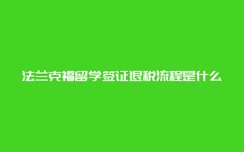 法兰克福留学签证退税流程是什么