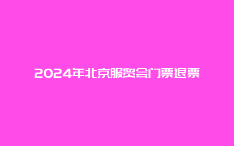 2024年北京服贸会门票退票