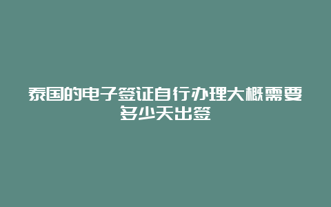 泰国的电子签证自行办理大概需要多少天出签