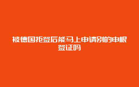 被德国拒签后能马上申请别的申根签证吗