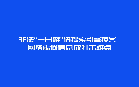 非法“一日游”借搜索引擎揽客 网络虚假信息成打击难点