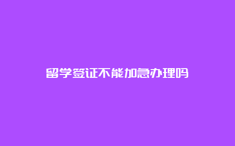 留学签证不能加急办理吗