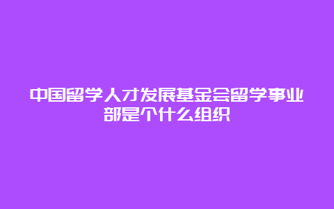 中国留学人才发展基金会留学事业部是个什么组织