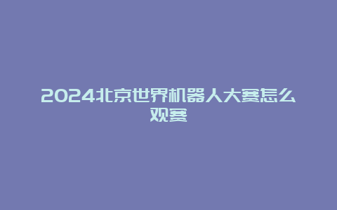 2024北京世界机器人大赛怎么观赛