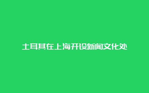 土耳其在上海开设新闻文化处