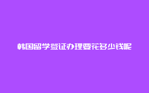 韩国留学签证办理要花多少钱呢