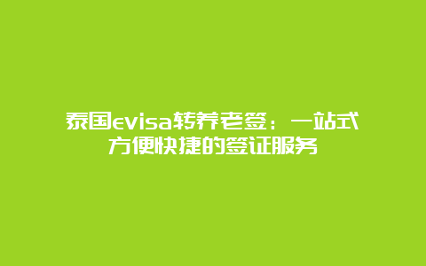 泰国evisa转养老签：一站式方便快捷的签证服务