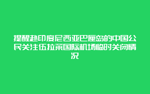 提醒赴印度尼西亚巴厘岛的中国公民关注伍拉莱国际机场临时关闭情况