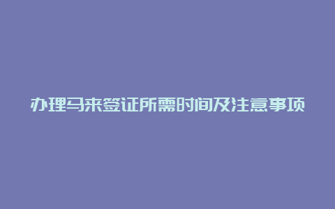 办理马来签证所需时间及注意事项