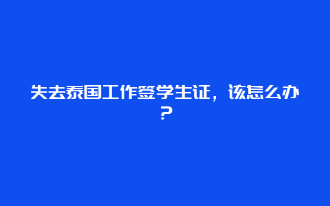 失去泰国工作签学生证，该怎么办？